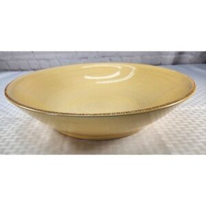 Beautiful TAG Large Tuscan Style Yellow Serving Bowl Brown Rim